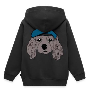 Dog Head Cop Policier Chiens Lumière Bleue Travail - Sweat Premium à capuche enfant bio - noir - Dos - AI Model Kid Male (0cm)