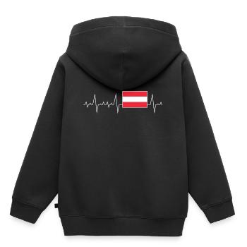 Herzschlag Herzfrequenz Geschenk Flagge Österreich - Kinder Premium Organic Hoodie - Schwarz - Hinten - AI Model Kid Male (0cm)