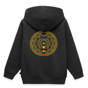 Chakra 7 chakras Méditation Spiritualité cadeau - Sweat Premium à capuche enfant bio - noir - Dos - AI Model Kid Male (0cm)