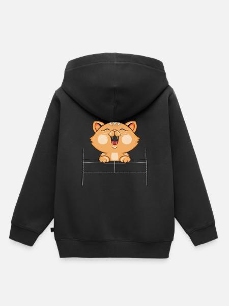Kätzchen mit Wangen - Kinder Premium Organic Hoodie - Schwarz
