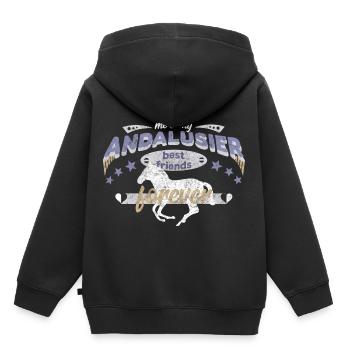 Andalous cheval race de chevaux meilleurs amis - Sweat Premium à capuche enfant bio - noir - Dos - AI Model Kid Male (0cm)