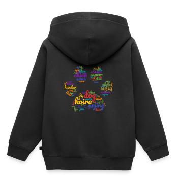 Hunde aller Sprachen und Farben - Kinder Premium Organic Hoodie - Schwarz - Hinten - AI Model Kid Male (0cm)