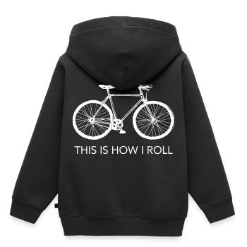 Voilà comment je roule - bike bike bike rider biker - Sweat Premium à capuche enfant bio - noir - Dos - AI Model Kid Male (0cm)