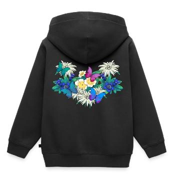 Frühlingsanfang Jahreszeit Blumen Schmetterlinge - Kinder Premium Organic Hoodie - Schwarz - Hinten - AI Model Kid Male (0cm)