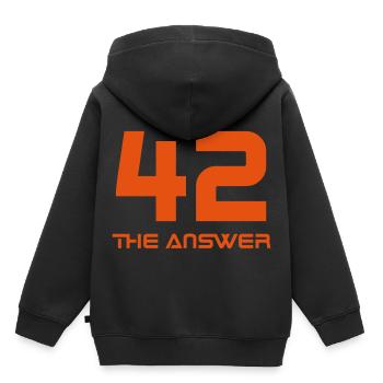 42, the Answer Antwort Galaxis Science Fiction UFO - Kinder Premium Organic Hoodie - Schwarz - Hinten - AI Model Kid Male (0cm)