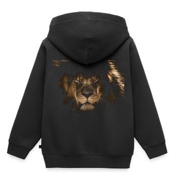Löwe tief schwarze Teile, for darkblack Textiles - Kinder Premium Organic Hoodie - Schwarz - Hinten - AI Model Kid Male (0cm)