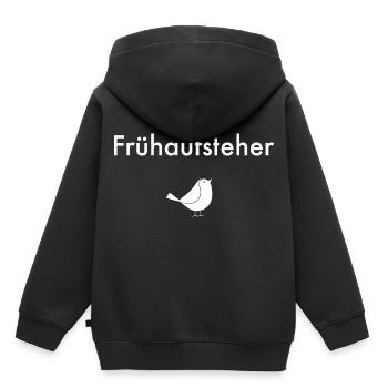 Frühaufsteher - Kinder Premium Organic Hoodie - Schwarz - Hinten - AI Model Kid Male (0cm)