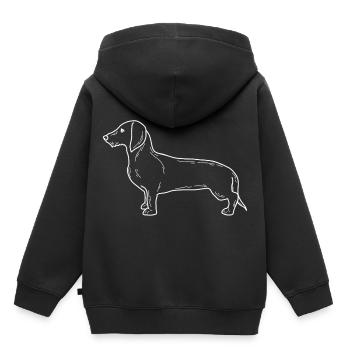 Dackel minimalistisch - Kinder Premium Organic Hoodie - Schwarz - Hinten - AI Model Kid Male (0cm)