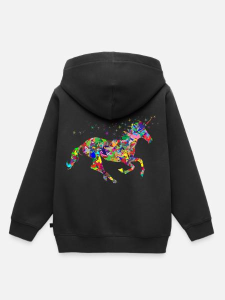 Licorne en couleur - Sweat Premium à capuche enfant bio - noir