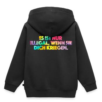 Ce n'est illégal que s'ils vous attrapent. - Sweat Premium à capuche enfant bio - noir - Dos - AI Model Kid Male (0cm)