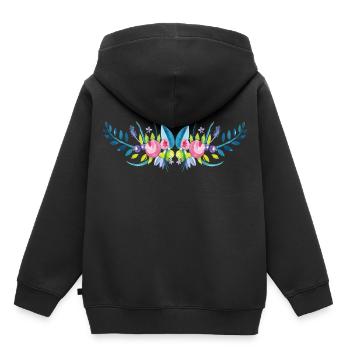 Blumenranke Geschenk Frauen - Kinder Premium Organic Hoodie - Schwarz - Hinten - AI Model Kid Male (0cm)