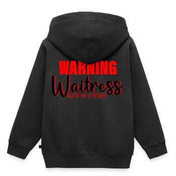 Warning Waitress With An Attitude 3 - Kinder Premium Organic Hoodie - Schwarz - Hinten - AI Model Kid Male (0cm)