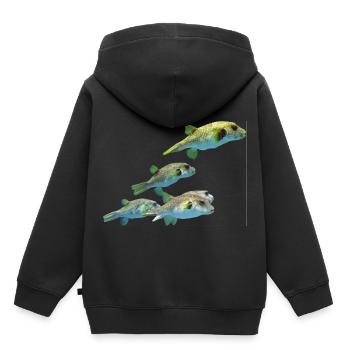blowfish poisson sphérique poisson poisson animal animaux - Sweat Premium à capuche enfant bio - noir - Dos - AI Model Kid Male (0cm)