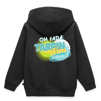 Oh fada on est Tarpin Bien à Marseille - Sweat Premium à capuche enfant bio - noir - Dos - AI Model Kid Male (0cm)