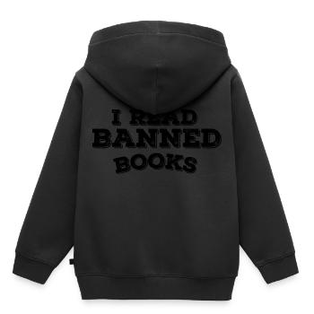 J’ai lu des livres interdits 30 - Sweat Premium à capuche enfant bio - noir - Dos - AI Model Kid Male (0cm)