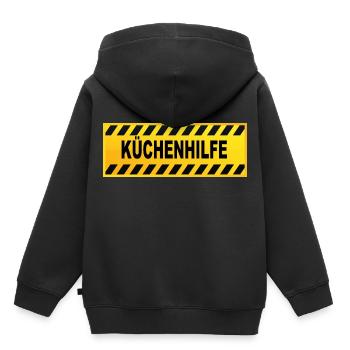 Aide de cuisine Danger attention design - Sweat Premium à capuche enfant bio - noir - Dos - AI Model Kid Male (0cm)