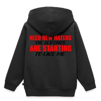 Need New Haters, The Old Ones Started To Like Me 4 - Kinder Premium Organic Hoodie - Schwarz - Hinten - AI Model Kid Male (0cm)