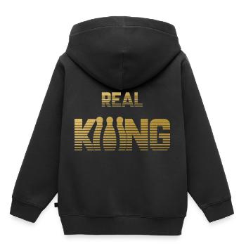 Vrai Roi - Bowling Pin boule de bowling grève - Sweat Premium à capuche enfant bio - noir - Dos - AI Model Kid Male (0cm)
