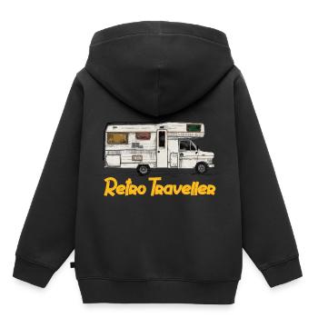 Retro Reisender - Kinder Premium Organic Hoodie - Schwarz - Hinten - AI Model Kid Male (0cm)