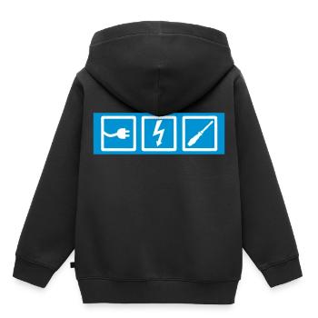 electrician, professions, electrician occupation, electrician - Kids Premium Organic Hoodie - black - Back - AI Model Kid Male (0cm)