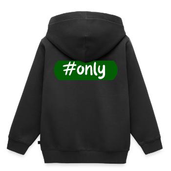 #Only, Hashtag, Einzigartig, Besonders, Social - Kinder Premium Organic Hoodie - Schwarz - Hinten - AI Model Kid Male (0cm)