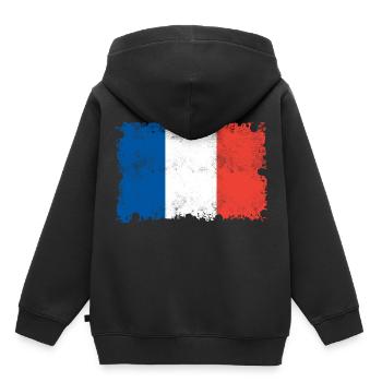 Drapeau de la France, France, drapeau de la France - Sweat Premium à capuche enfant bio - noir - Dos - AI Model Kid Male (0cm)