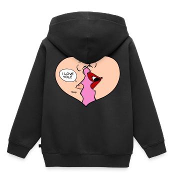 Ich Liebe Dich - Kinder Premium Organic Hoodie - Schwarz - Hinten - AI Model Kid Male (0cm)