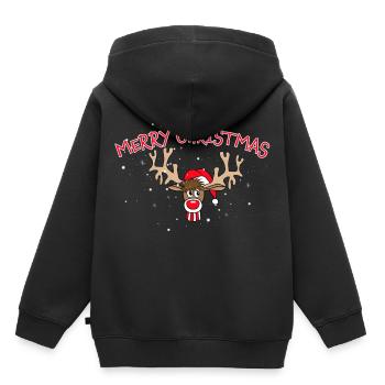 Merry Christmas Rennier Rudolf - Sweat Premium à capuche enfant bio - noir - Dos - AI Model Kid Male (0cm)