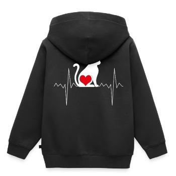 Katze Herzschlag Herzfrequenz - Kinder Premium Organic Hoodie - Schwarz - Hinten - AI Model Kid Male (0cm)