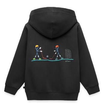 Eishockey Strichmännchen, Schlittschuh Wintersport - Kinder Premium Organic Hoodie - Schwarz - Hinten - AI Model Kid Male (0cm)
