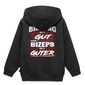 Education Is Good But Biceps Is Good - Kids Premium Organic Hoodie - black - Back - AI Model Kid Male (0cm)