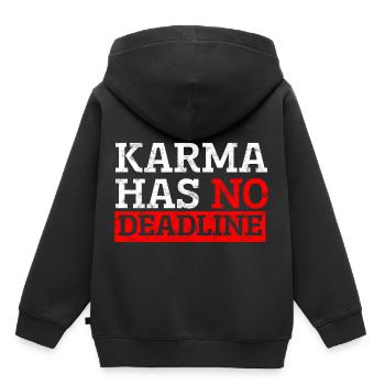 Karma n'a pas de date limite - Sweat Premium à capuche enfant bio - noir - Dos - AI Model Kid Male (0cm)