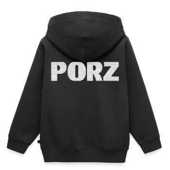 Porz Stadtteile Weiße Schrift - Kinder Premium Organic Hoodie - Schwarz - Hinten - AI Model Kid Male (0cm)