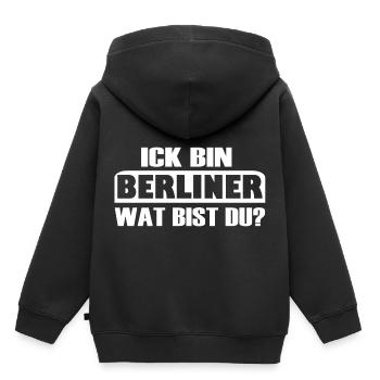 BERLINER - Ick bin Berliner, wat bist du? Berlin - Kinder Premium Organic Hoodie - Schwarz - Hinten - AI Model Kid Male (0cm)