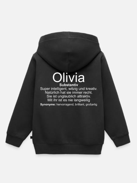 Name Definition Olivia - Kinder Premium Organic Hoodie - Schwarz