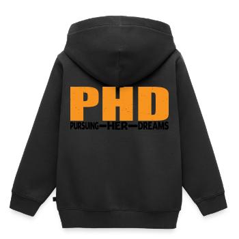 Ph.D. À la poursuite de ses rêves 9 - Sweat Premium à capuche enfant bio - noir - Dos - AI Model Kid Male (0cm)