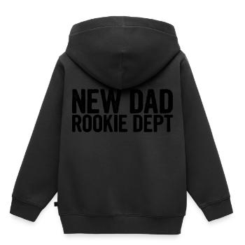 New Dad Rookie Dept - Kinder Premium Organic Hoodie - Schwarz - Hinten - AI Model Kid Male (0cm)