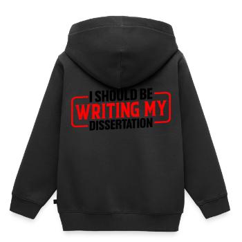 Je devrais écrire ma thèse 9 - Sweat Premium à capuche enfant bio - noir - Dos - AI Model Kid Male (0cm)