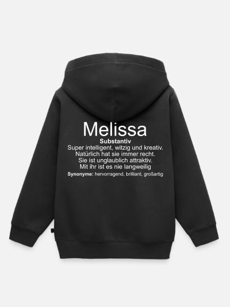 Name Definition Melissa - Kinder Premium Organic Hoodie - Schwarz