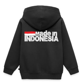 Indonésie - Sweat Premium à capuche enfant bio - noir - Dos - AI Model Kid Male (0cm)