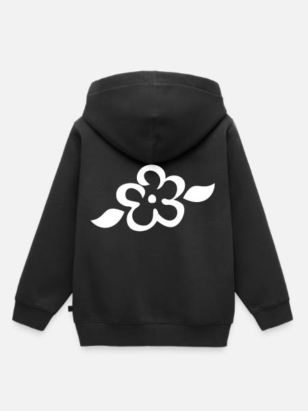 Décoration florale florale - Sweat Premium à capuche enfant bio - noir