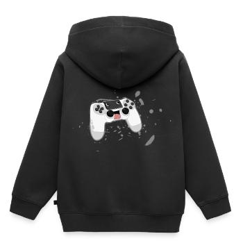 manette de jeu manette de jeu - Sweat Premium à capuche enfant bio - noir - Dos - AI Model Kid Male (0cm)