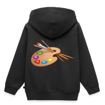 maler painter pinsel paint farbe artist color colo - Kinder Premium Organic Hoodie - Schwarz - Hinten - AI Model Kid Male (0cm)