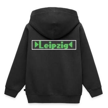 Leipzig LED Display Gruen - Kinder Premium Organic Hoodie - Schwarz - Hinten - AI Model Kid Male (0cm)