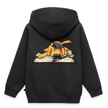 Hund Student Studium Uni Universität lernen Buch - Kinder Premium Organic Hoodie - Schwarz - Hinten - AI Model Kid Male (0cm)