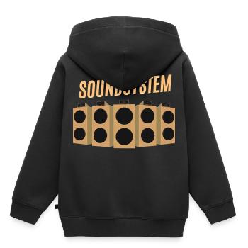 Système de son dub reggae - Sweat Premium à capuche enfant bio - noir - Dos - AI Model Kid Male (0cm)
