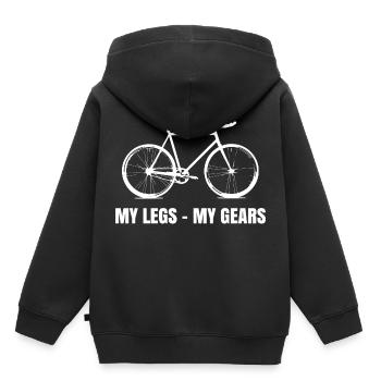MES JAMBES MES ENGINS - Sweat Premium à capuche enfant bio - noir - Dos - AI Model Kid Male (0cm)