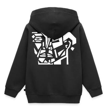Graffiti fait face au streetart urbain Geschidee - Sweat Premium à capuche enfant bio - noir - Dos - AI Model Kid Male (0cm)