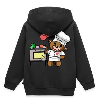Teddybär Koch kochen Kochkunst Restaurant Küche - Kinder Premium Organic Hoodie - Schwarz - Hinten - AI Model Kid Male (0cm)