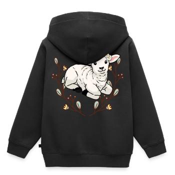 Fleurs d’été mouton agneau de mouton bélier enfants - Sweat Premium à capuche enfant bio - noir - Dos - AI Model Kid Male (0cm)